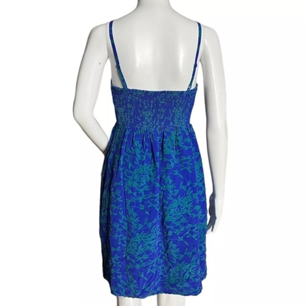 Anthropologie Maeve Blue Green Silk Dress - Picture 3 of 10